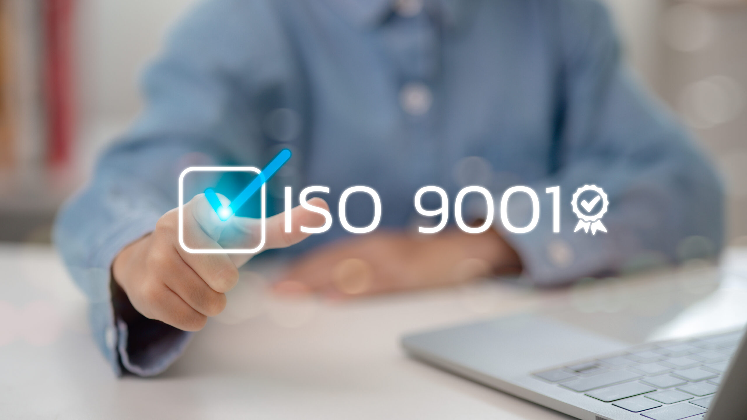 Businessmen choose ISO 9001 icons for certified and quality management of organizations. ISO 9001 Standard certification standardization quality control concept,